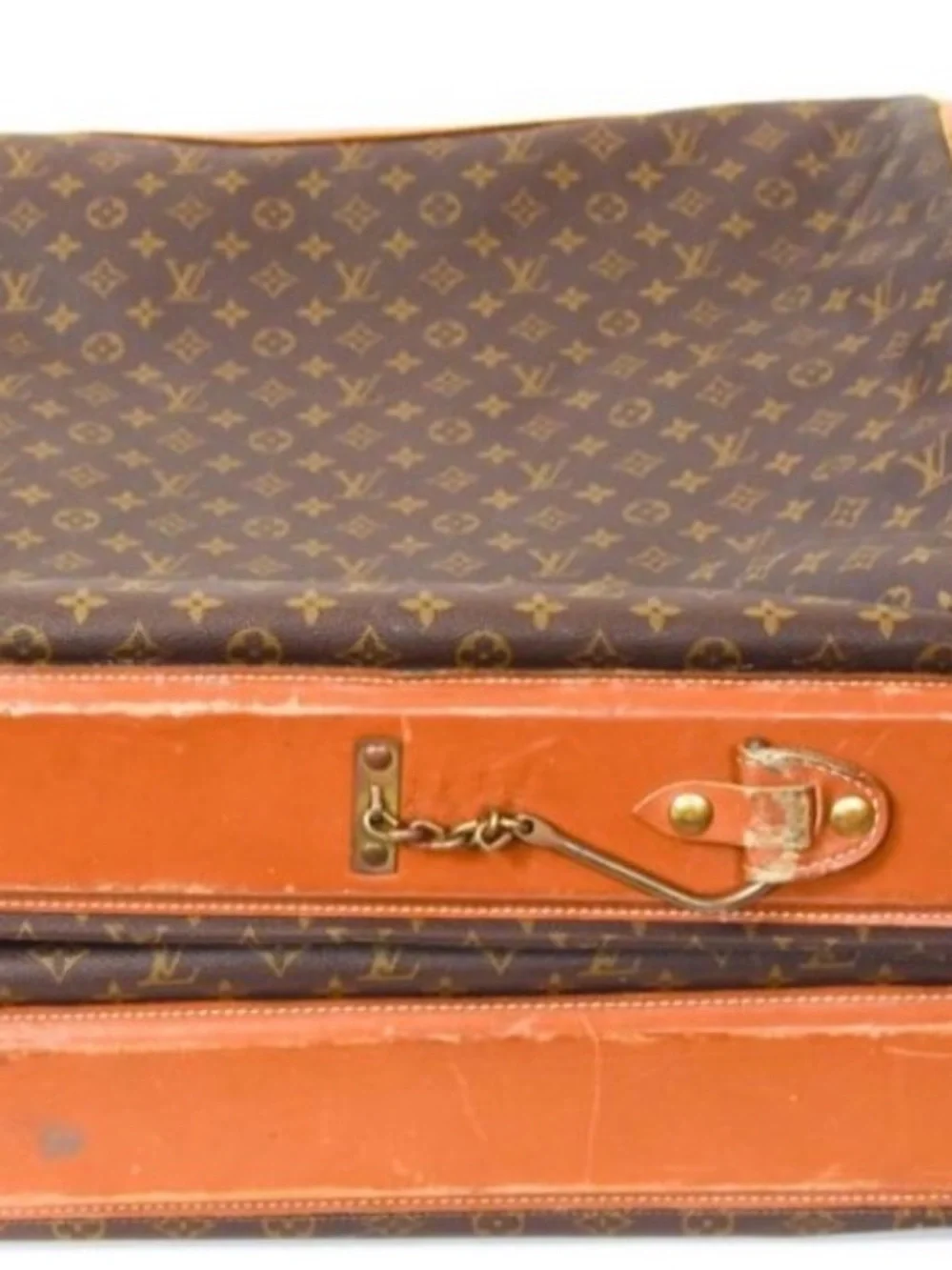 Louis Vuitton Monogram Suitcase and Garment bag in Brown and Tan Trim